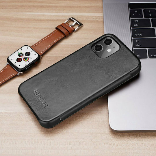 iCarer Curved Edge Genuine Leather Buchen Sie Leder / Synthetisches Leder Schwarz (iPhone 12 Pro Max)