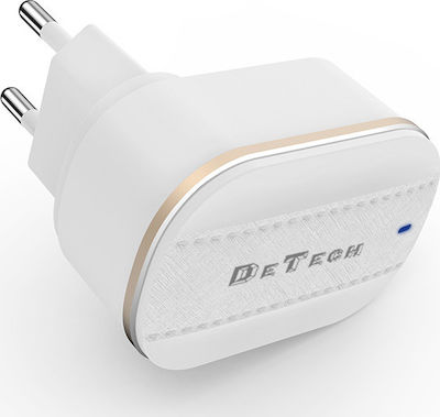 De Tech Charger Without Cable with 2 USB-A Ports White (DE-15)