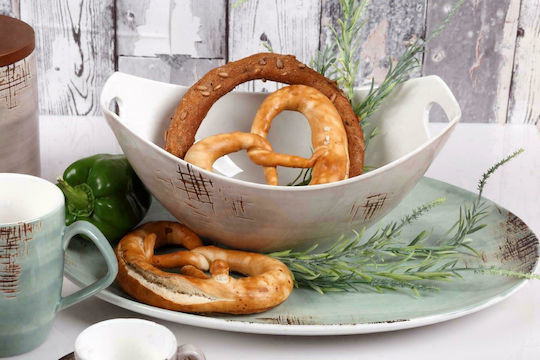 Cryspo Trio Country Serving Platter Oval made of Porcelain Green 38x38cm