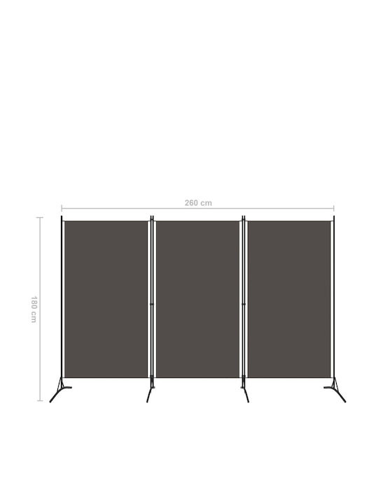 vidaXL Decorativ Paravan Metalic cu 3 Panouri 260x180cm