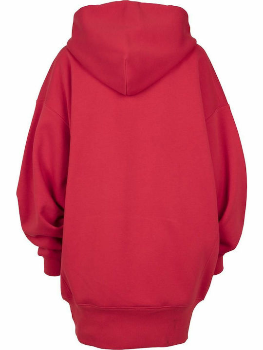 Long Women's Sweatshirt Hooded Red
