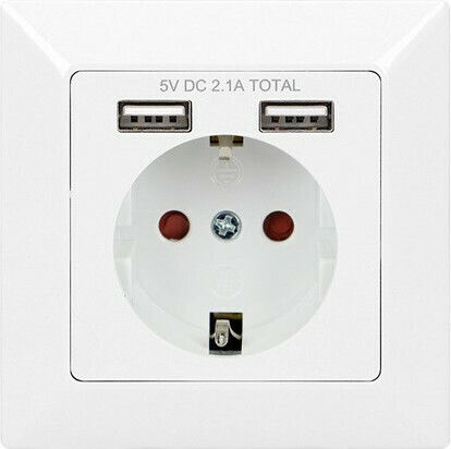 Orno Power Socket with 2 USB Ports White 1pcs