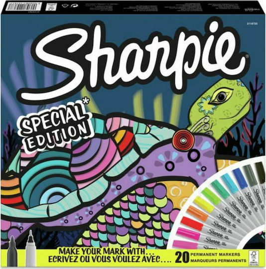 Sharpie Turtle Μαρκαδόροι Ζωγραφικής 0.9mm Λεπτοί, Neon Σετ 20 χρώματα
