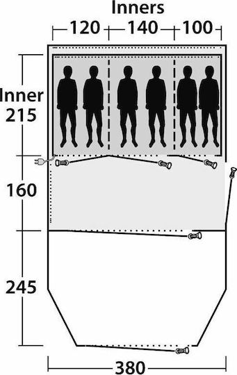 Outwell Collingwood 6 Winter Camping Tent Tunnel Green with Double Cloth for 6 People 380x380x210cm