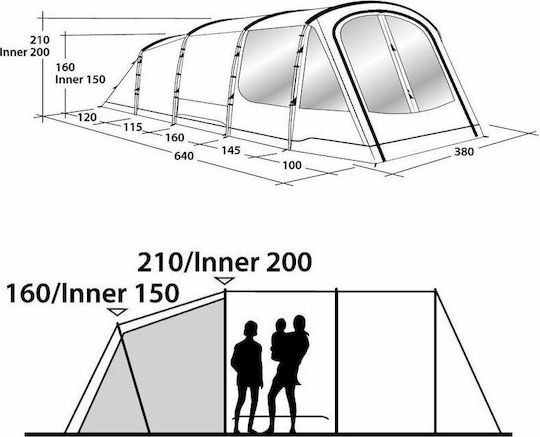 Outwell Collingwood 6 Winter Camping Tent Tunnel Green with Double Cloth for 6 People 380x380x210cm