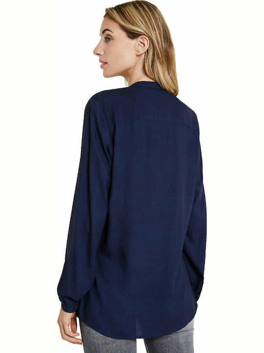 Desigual Davinia Women's Long Sleeve Shirt Navy Blue