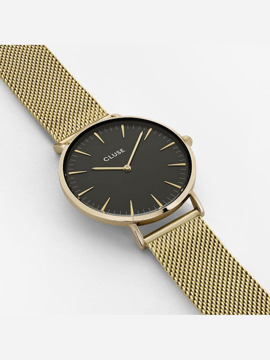 Cluse La Boheme Mesh Γυναικείο Ρολόι 38mm Μπαταρίας με Ροζ Χρυσό Μεταλλικό Μπρασελέ