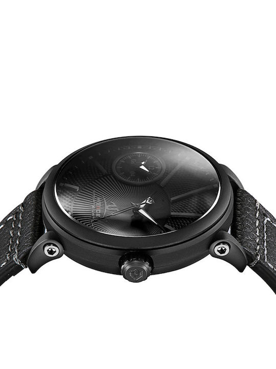 Weide Herrenuhr 50mm Batterie mit Schwarz Lederarmband