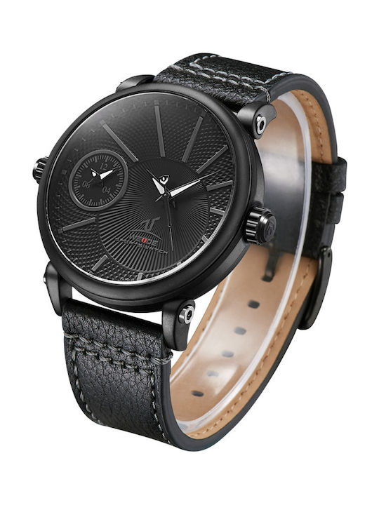 Weide Herrenuhr 50mm Batterie mit Schwarz Lederarmband