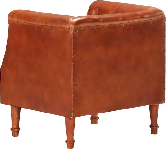 Sessel aus echtem Leder Braun 60x57x64cm