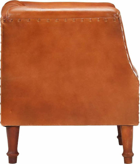 Sessel aus echtem Leder Braun 60x57x64cm