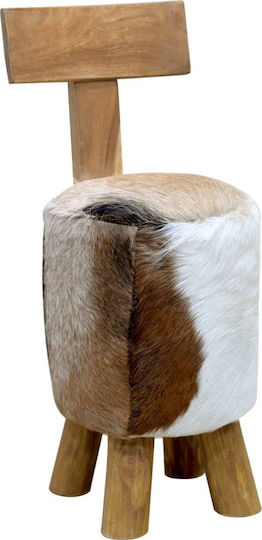 Табуретка Дневна стая с гръбнак Облечено с кожа White / Brown 30x30x70бр