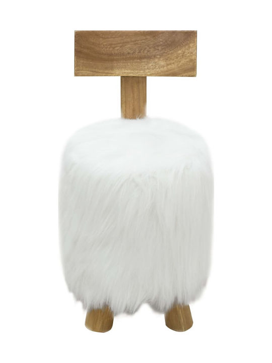 Stool Bar with Backrest Leather White 40x40x72cm
