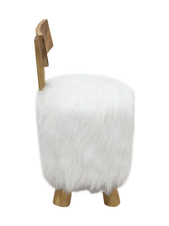 Stool Bar with Backrest Leather White 40x40x72cm