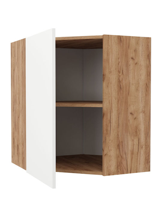 Soft Wall Corner Cabinet Λευκό με Βελανιδιά L60xW60xH72.8cm