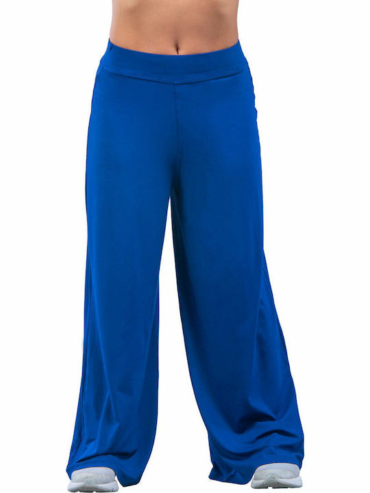 Hohe Taille Jogginghose Breit Blau