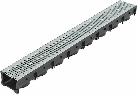 vidaXL Plastic Canal Duș cu Dimensiune 100x12.5cm Argintiu 3buc