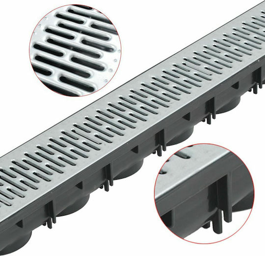 vidaXL Plastic Canal Duș cu Dimensiune 100x12.5cm Argintiu 3buc