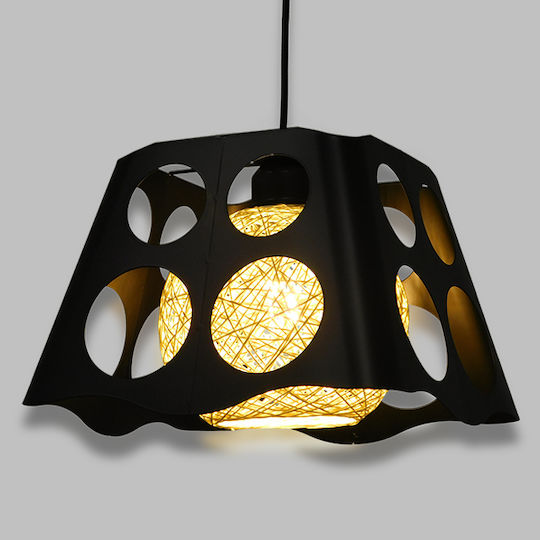 GloboStar Carter Hängelampe Schwarz mit Fassung E27 28x28x22cm.