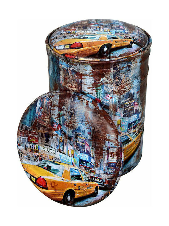 Stool For Living Room With Storage Space Upholstered with Leatherette Yellow Car Colorful 2pcs 30x30x40cm