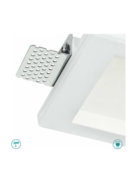 Fan Europe Pătrat Tencuială Spot Încorporat cu Soclu GU10 Alb 12x12cm. 1buc
