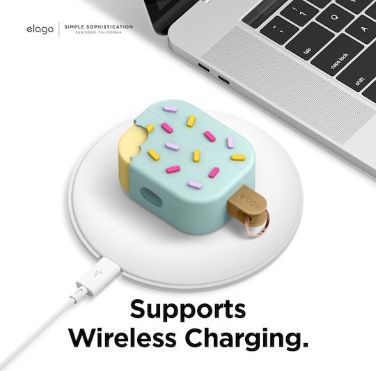 Elago Ice Cream Case Silicone with Hook in Turquoise color for Apple AirPods Pro