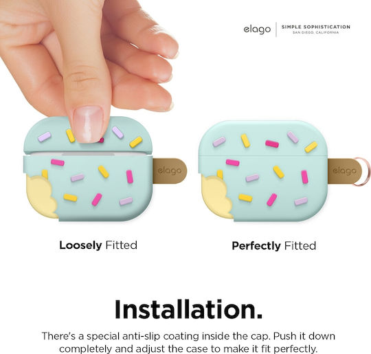 Elago Ice Cream Case Silicone with Hook in Turquoise color for Apple AirPods Pro