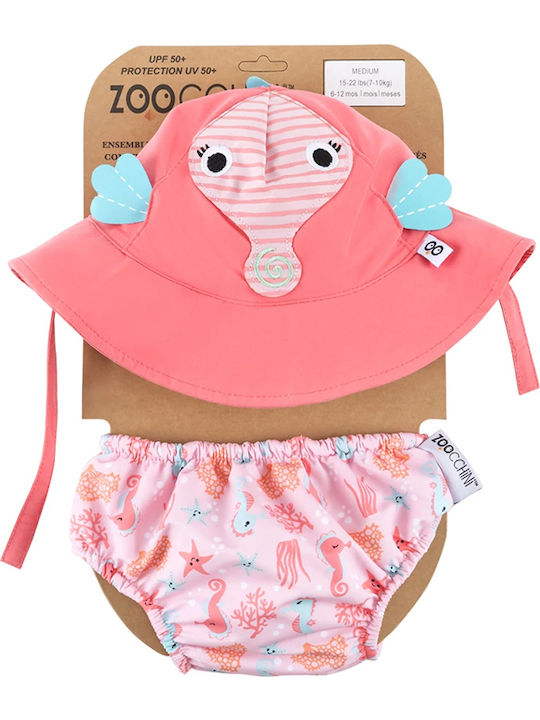 Zoocchini Kids Swimwear Swim Diaper with Hat Pink