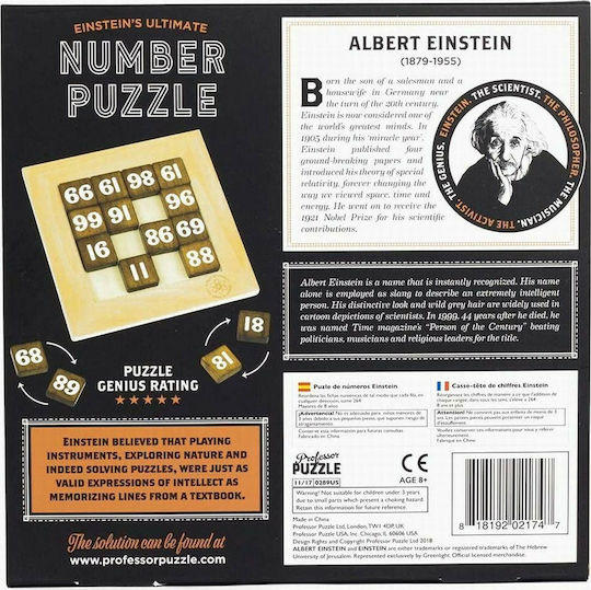 Professor Puzzle Einstein's Number Wooden Riddle for 8+ Years Old EIN6