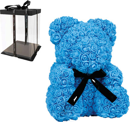 Teddybär aus künstlichen Rosen Blue 25cm in Box Fly Digital
