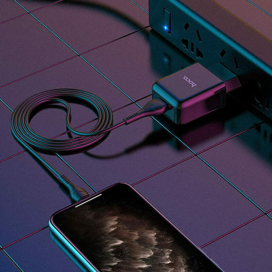 Hoco Φορτιστής με Θύρα USB-A και Καλώδιο Lightning 10.5W Μαύρος (N2 Vigour)