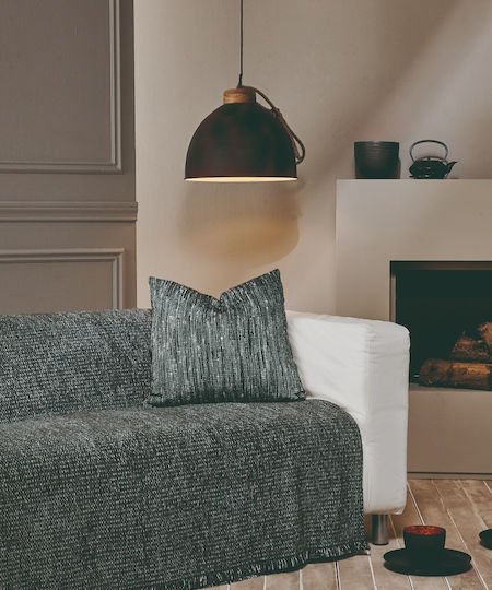 Kentia Arcana Three-Seater Sofa Throw Chenille 180x300cm 30 Dark Grey-Ecru