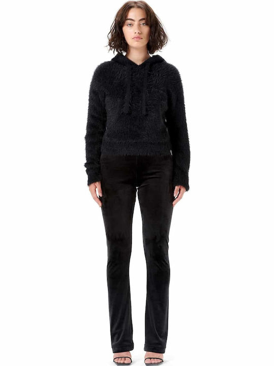 Melissa Fluffy Women's Hooded Sweatshirt Black