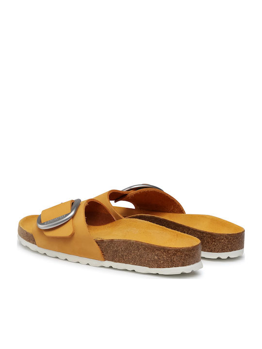 Birkenstock Madrid Big Buckle Δερμάτινα Ανατομικά Σανδάλια Κίτρινα