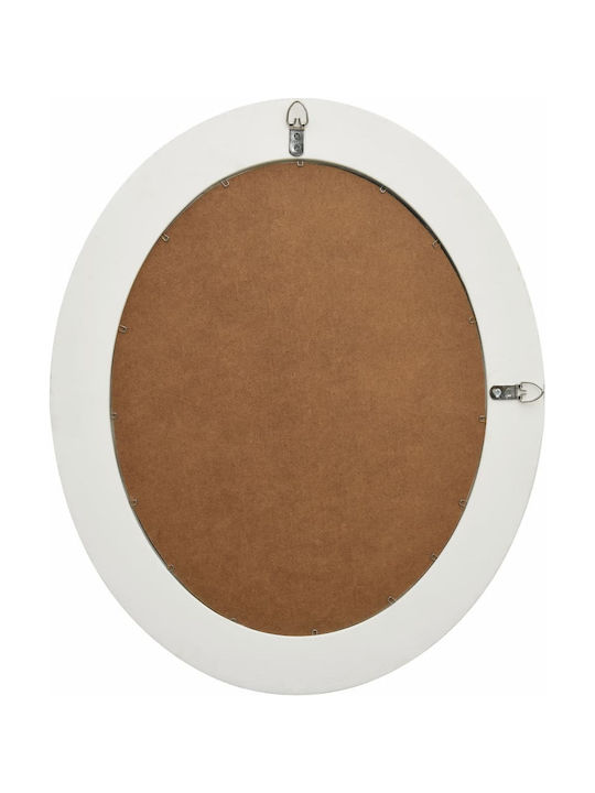 vidaXL Μπαρόκ Wall Mirror with White Wooden Frame Diameter 50cm 1pcs