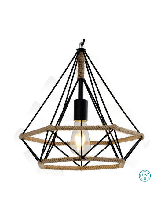 Sollo Hephaestus Pendant Light Suspension with Rope for Socket E27 Black