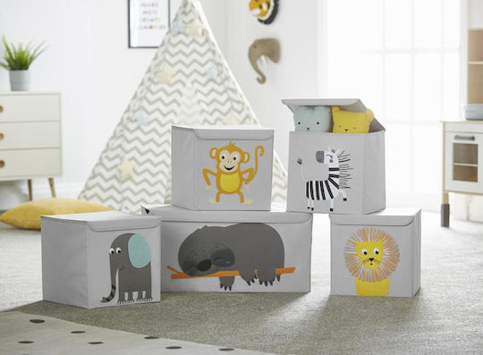 Potwells Детска кутия за съхранение сгъваема Lion Сив 33x32x32см 1бр