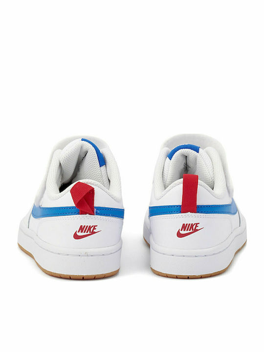 Court Court Borough Low 2 Psv Kids Sports Shoes Basketball with Hoop & Loop Closure White / Pacific Blue