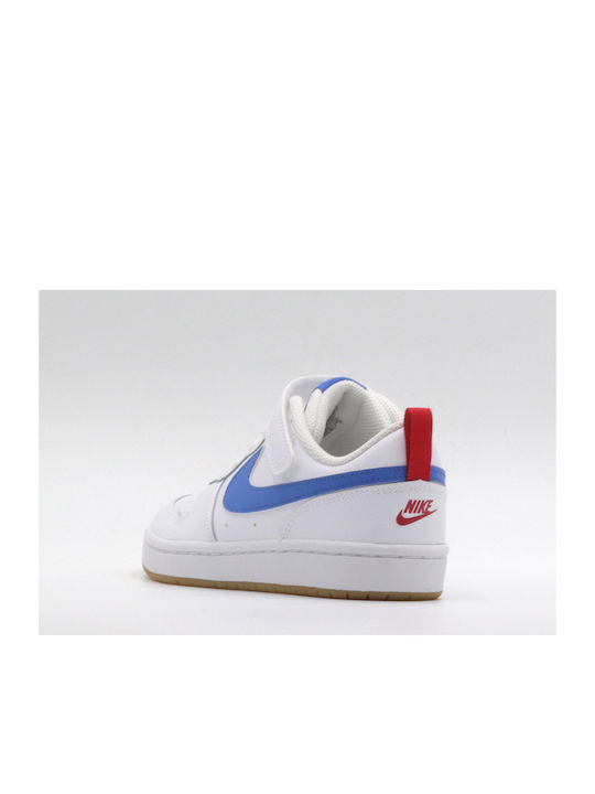 Court Court Borough Low 2 Psv Kids Sports Shoes Basketball with Hoop & Loop Closure White / Pacific Blue