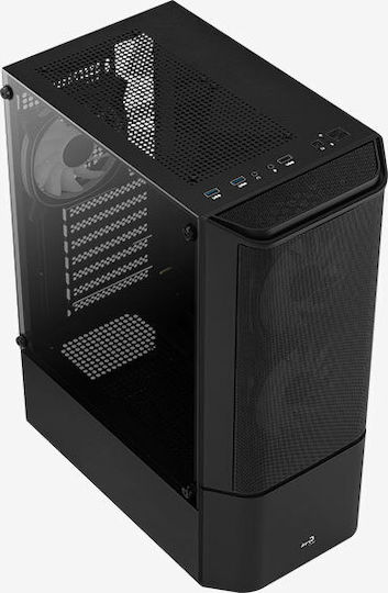 Aerocool Quantum Mesh v3 Gaming Middle Tower Carcasă Calculator cu Fereastră Laterală și Iluminare RGB Negru