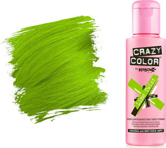 Crazy Color Semi-Permanent Temporary Hair Dye 68 Lime Twist 100ml 15gr