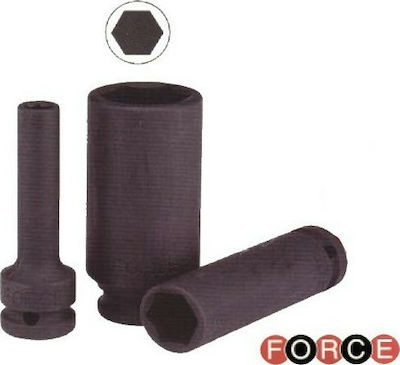 Force Socket Pneumatic Hex Long with Square Drive 1/2" Diameter 13mm