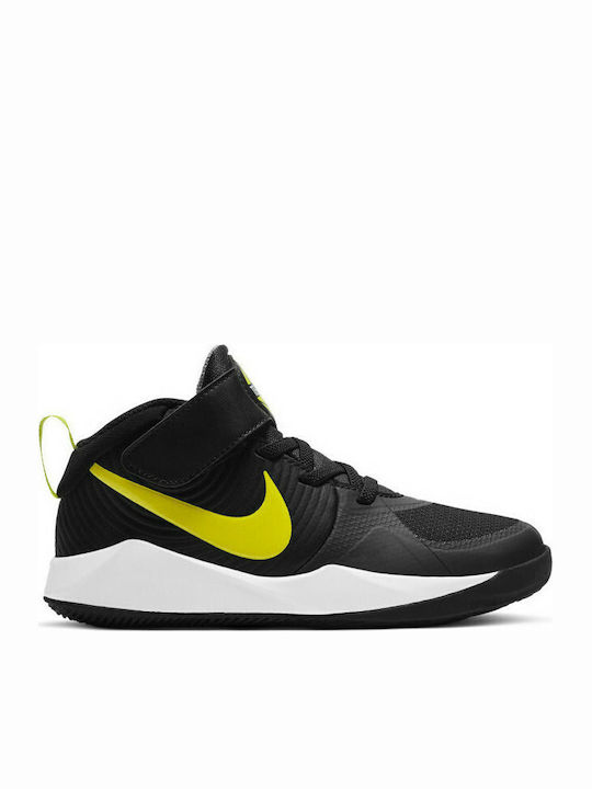 Hustle Team Hustle D9 Kids Sports Shoes Basketball with Hoop & Loop Closure Black / High Voltage / Light Smoke Grey