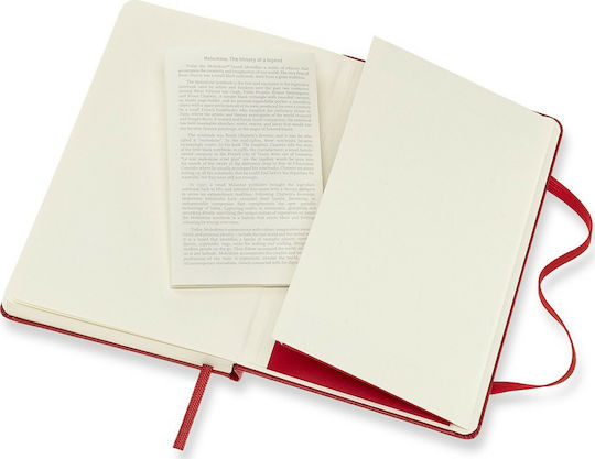 Moleskine Classic Ruled Тетрадка 192 Листа A6 На райета с Ластик Червен