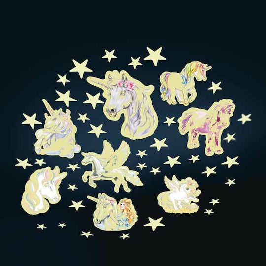 Brainstorm Kinder Wandsticker Wand Leuchtend 3D Sterne & Einhörner