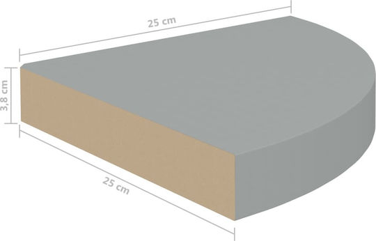 Corner Wall Shelves S/4 Grey 25x25x3.8cm