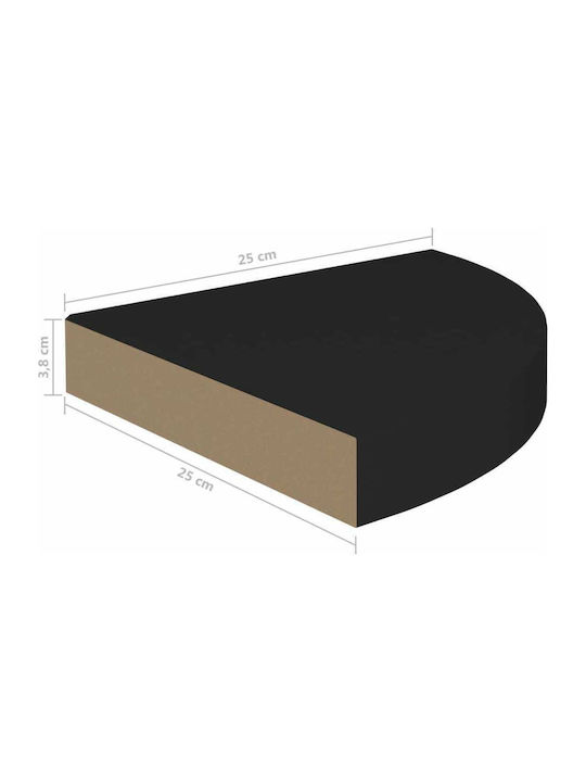 Ъглови Стенни Рафтчета S/4 Черни (4 бр.) 25x25x3.8 см