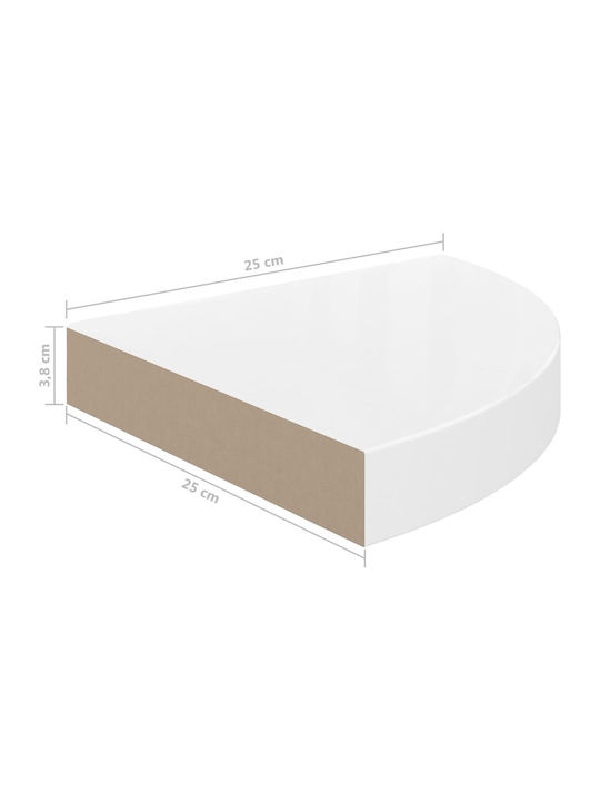 Corner Shelf Wall White Glossy 25x25x3.8cm