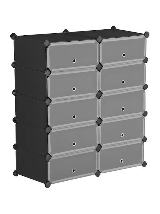 Plastic Shoe Organizer with 10 Shelves Black 48x36x173cm Μαύρο