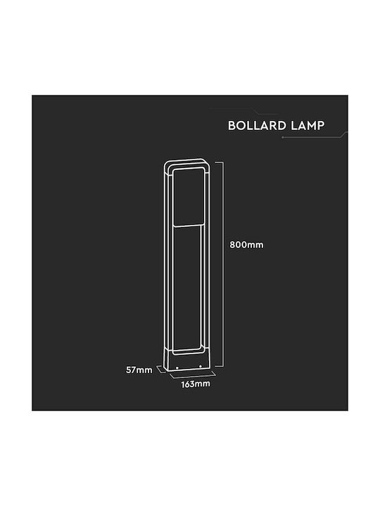 V-TAC Външна Стояща Лампа Малък Пост LED 10W с Топло Бяла Светлина IP65 Черна